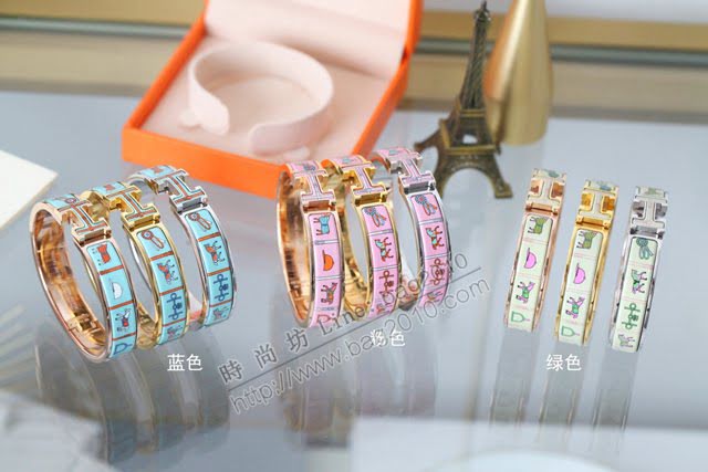 Hermes首飾品 愛馬仕新顏色H扣手鐲 Hermes同步官網女士手環  zgh1509